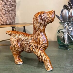 Rare Majolica Spaniel Ceramic Dog Figurine Rare